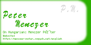 peter menczer business card